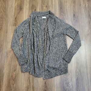 Lou & Grey Merino Wool Blend Open Front Knit Cardigan Sweater size Medium Gray